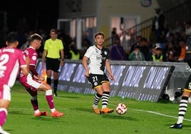 Eudald Vergés, durante el partido que disputaron Unionistas y la Cultural y Deportiva Leonesa en el Reina Sofía en octubre.