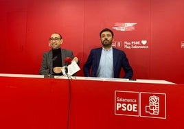 David Serrada y Fran Díaz en la sede del PSOE.