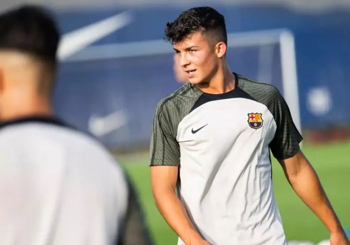 Rubén Cantero, en un entrenamiento con el Barcelona.