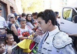 Marco Pérez, a su llegada al coso de La Glorieta.