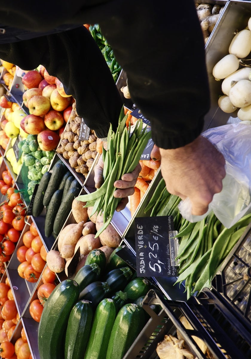 La judía verde en un puesto de alimentación salmantino.