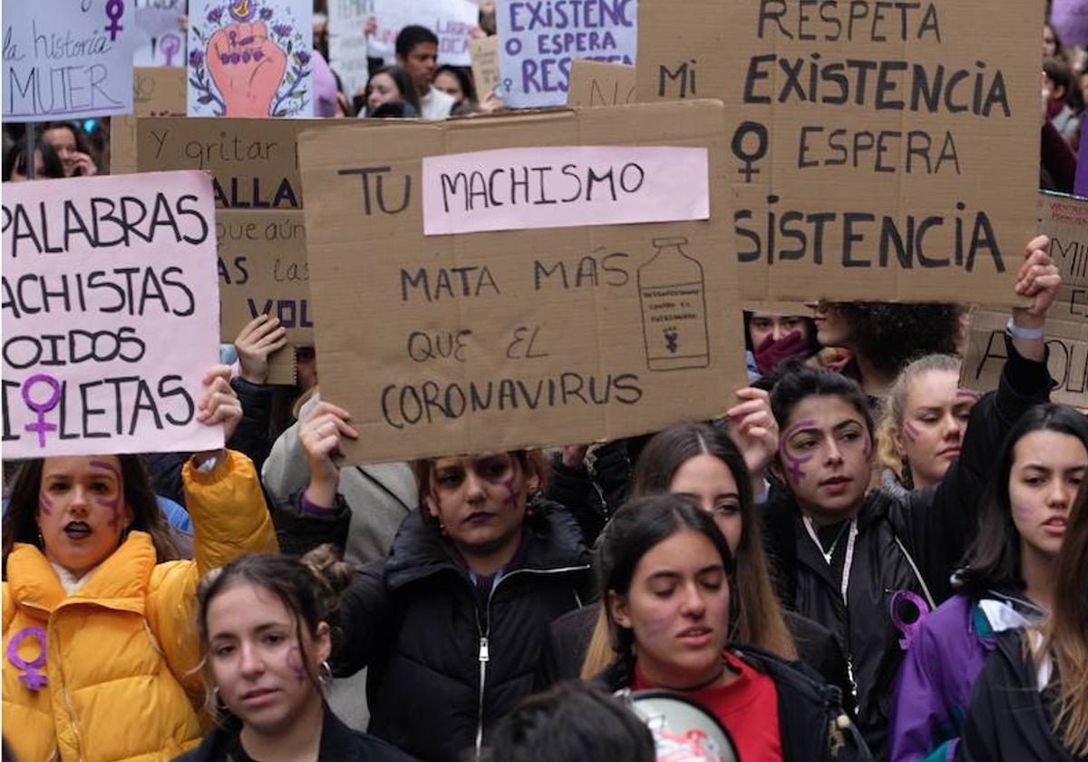 Pancartas en la manifestación del Día de la Mujer.