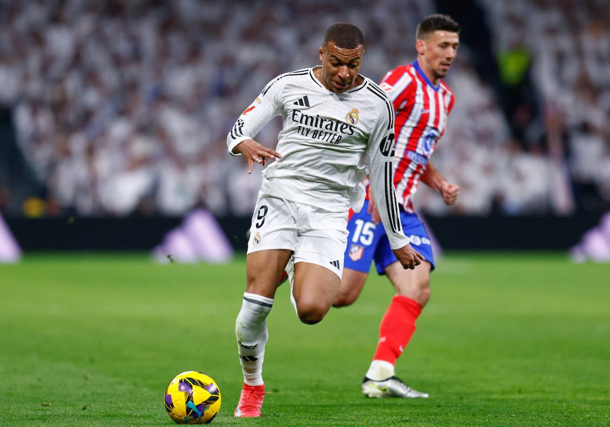 Kylian Mbappé, en el derbi en el Santiago Bernabéu.