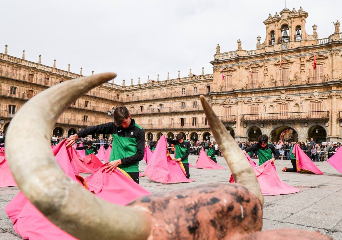 Así ha sido la exhibición de toreo en la Plaza Mayor de Salamanca