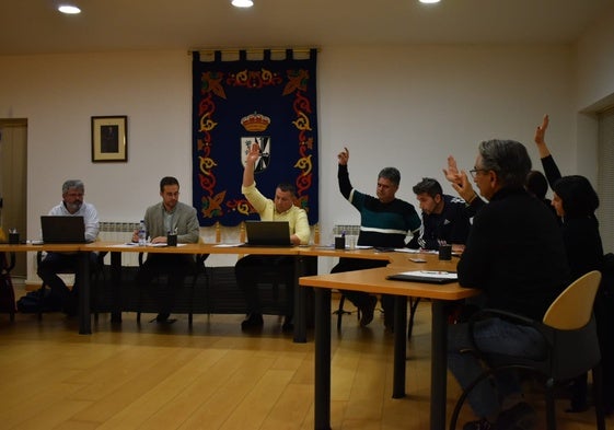 Votación del pleno durante la sesión plenaria de Doñinos de Salamanca.