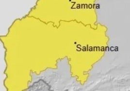 Mapa de las provincias afectadas por el aviso amarillo.