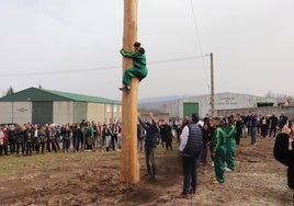 Imagen de la subida de un quinto en la fiesta de 2023.