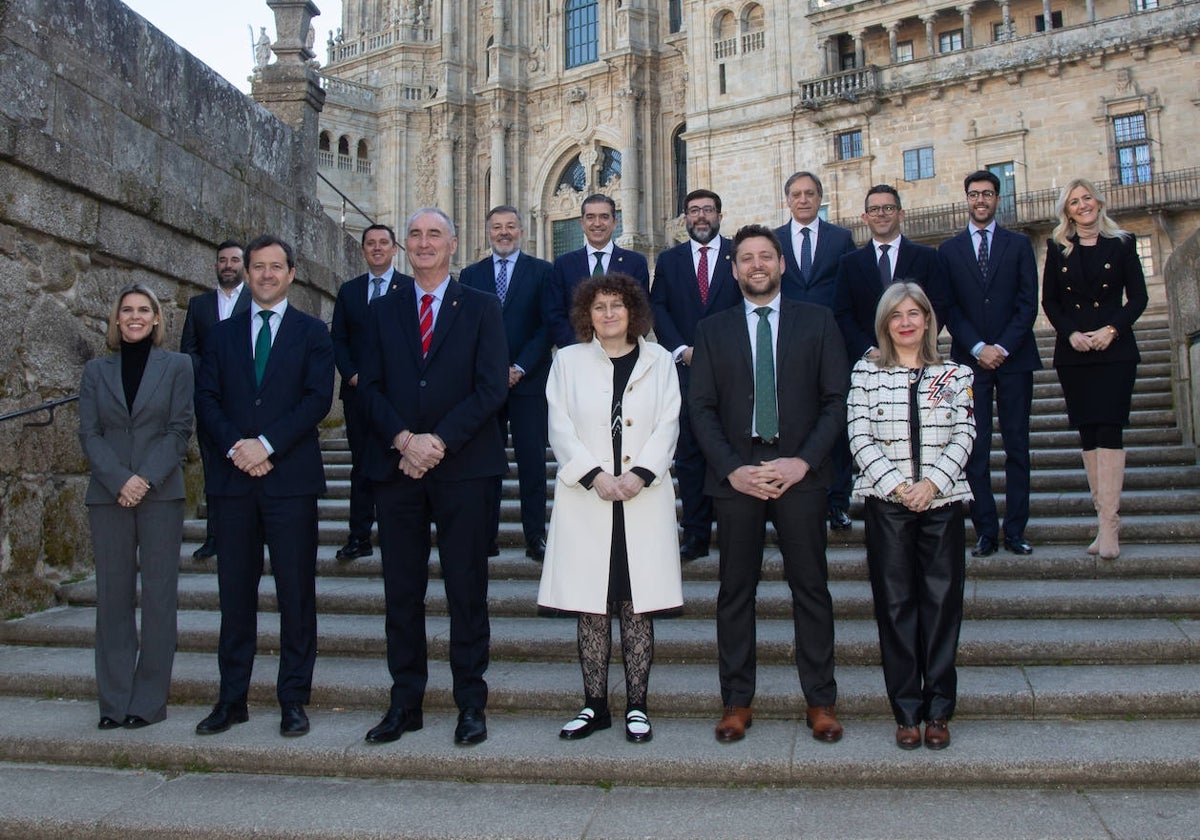 Representantes de la asamblea del Grupo Ciudades Patrimonio de la Humanidad, este sábado en Santiago de Compostela.