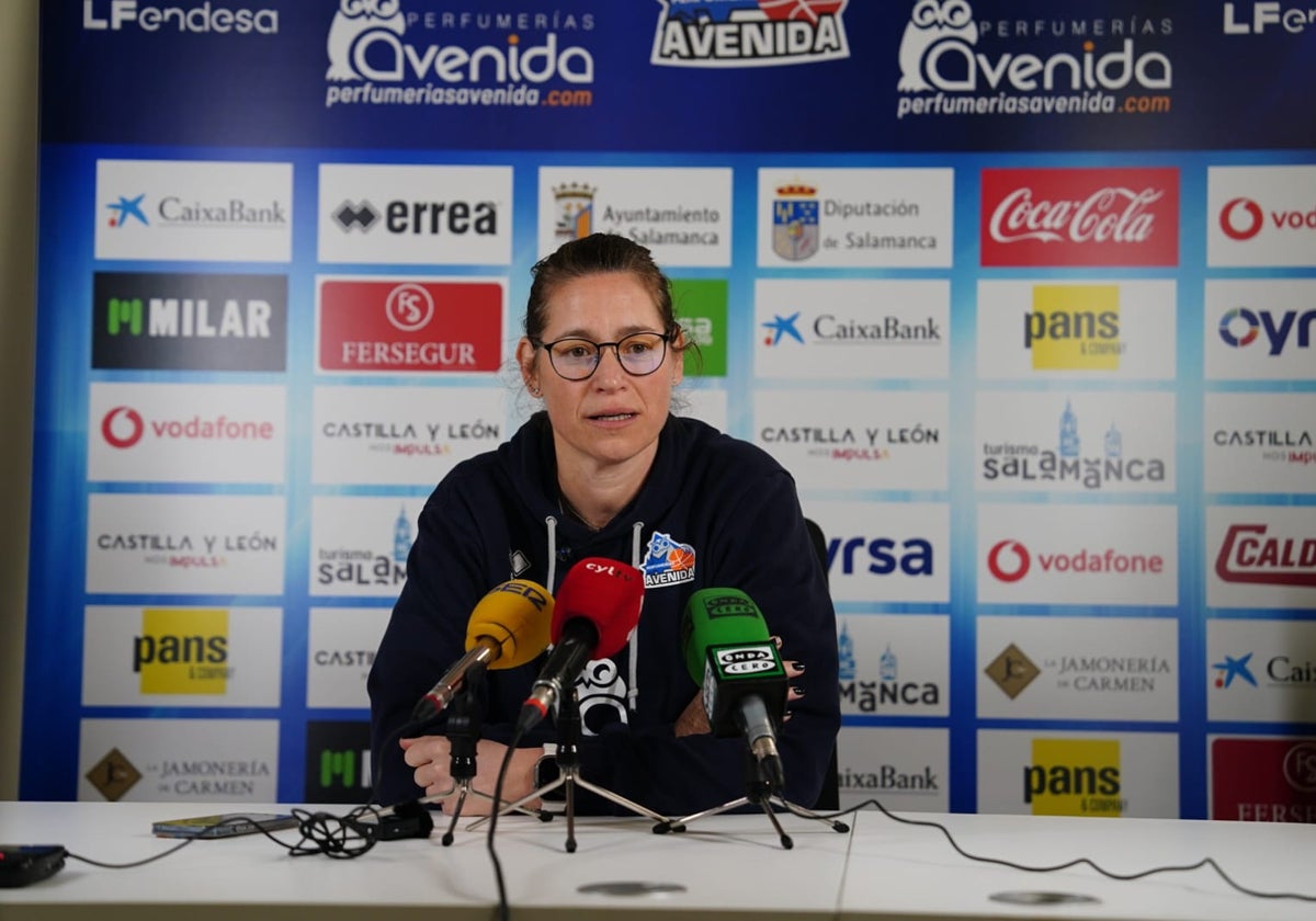 Anna Montañana, durante su intervención en la rueda de prensa previa a la Copa.