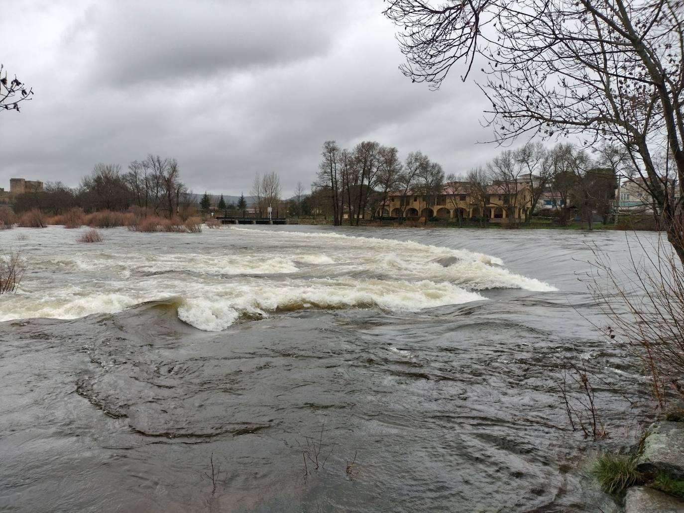 Así luce el río Tormes a su paso por Puente del Congosto tras la espectacular crecida de las últimas horas