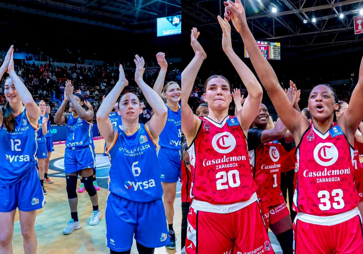 Las jugadoras de Avenida y Zaragoza celebran sus triunfos.