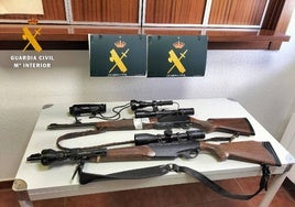 Armas intervenidas en la última operación contra la caza furtiva en la provincia.