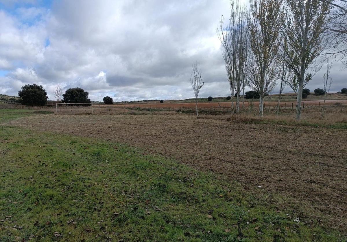 Zona donde se ubicará el aparcamiento de autocaravanas en Vega de Tirados.