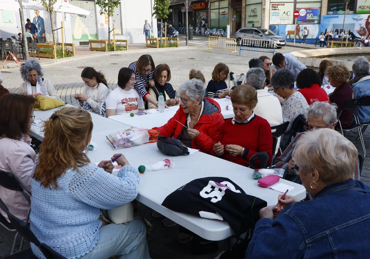 El barrio del Oeste teje claveles rojos