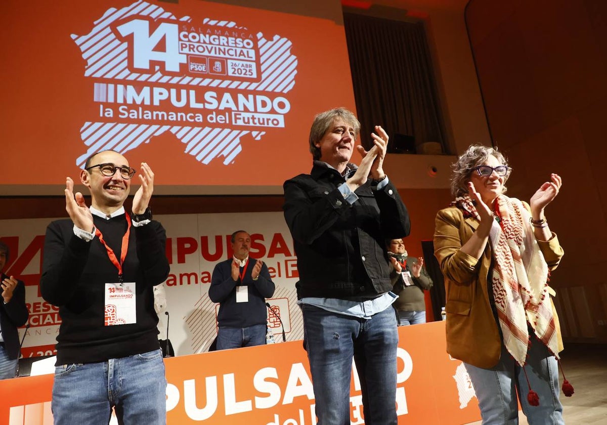 David Serrada, Carlos Martínez y Elena Diego, en la apertura del congreso provincial.