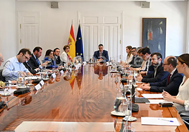Imagen de la reunión entre Sánchez con el Consejo de Seguridad Nacional.