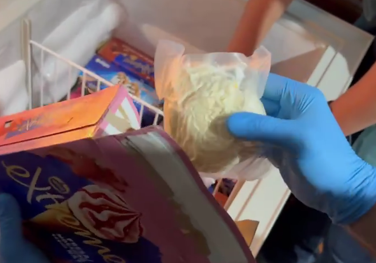 Imagen principal - 1-Las drogas químicas en el interior de cajas de helados.2-Sustancias intervenidas en la operación 'Cidre'.