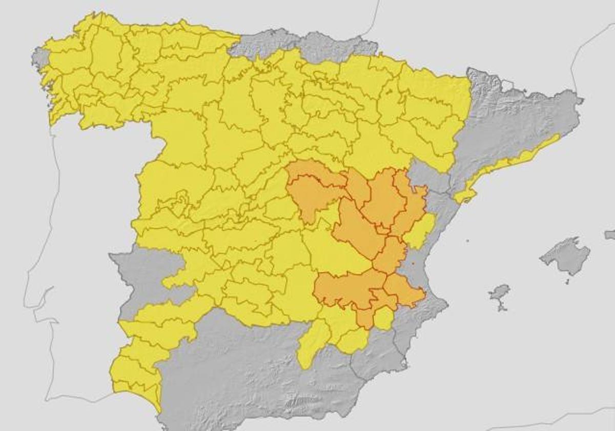La Aemet pone en aviso amarillo por lluvias y tormentas a toda Castilla y León