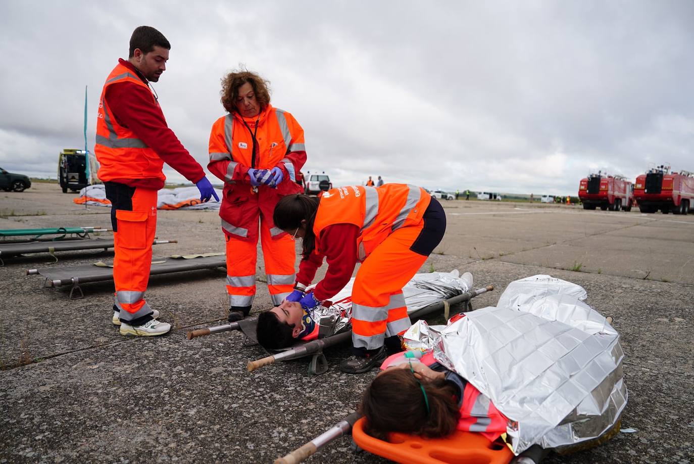 El simulacro de accidente aéreo en Matacán, en imágenes