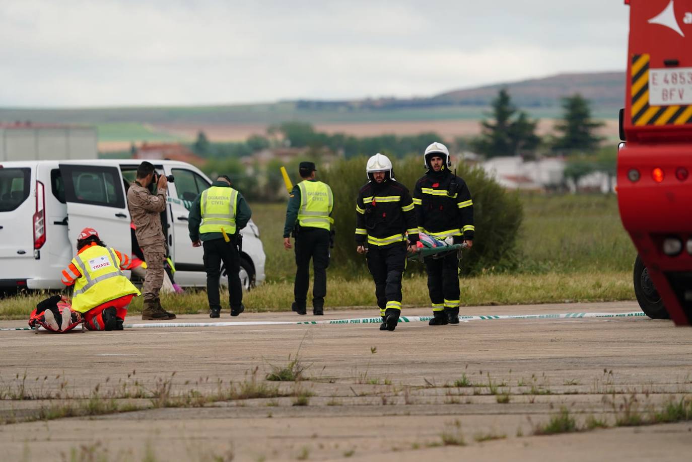 El simulacro de accidente aéreo en Matacán, en imágenes