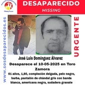 Imagen del hombre desaparecido en Toro (Zamora).