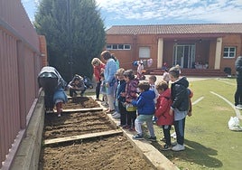 Escolares del colegio Carmen Martín Gaite durante las primera labores.