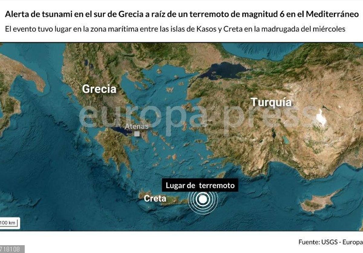 Grecia lanza una alerta de tsunami tras un terremoto de magnitud 6 entre Kasos y Creta
