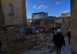 Situación actual del muro tras el derrumbe.