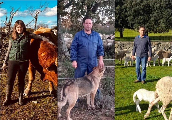 Los ganaderos Sandra Delgado, Rubén Mateos y José Antonio Sánchez.