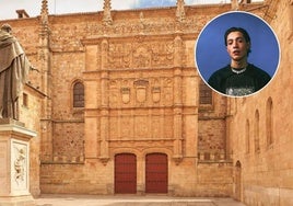 Kyle Alessandro, con la Catedral de Salamanca de fondo.