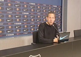 Acciari en la sala de prensa del Johan Cruyff.
