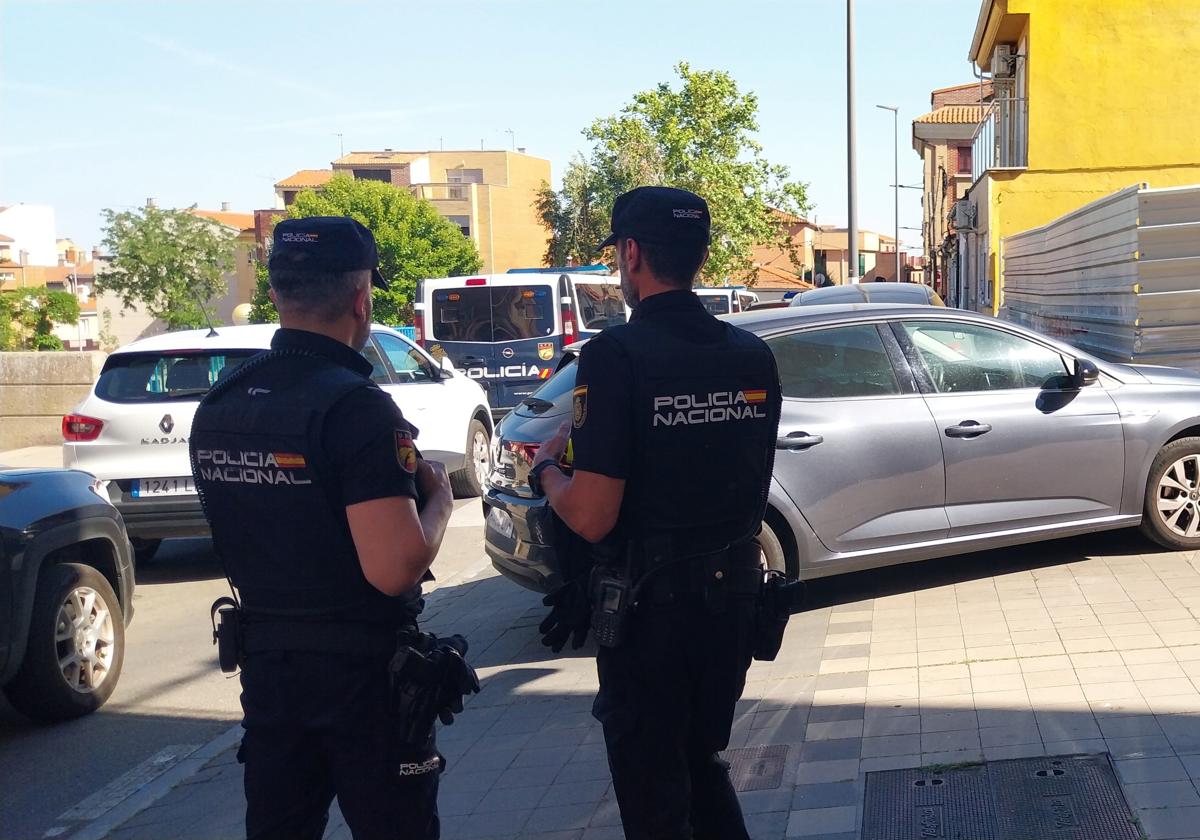 Efectivos policiales, en el registro en Pizarrales.