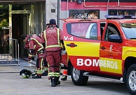 Los Bomberos de Salamanca, durante la intervención.