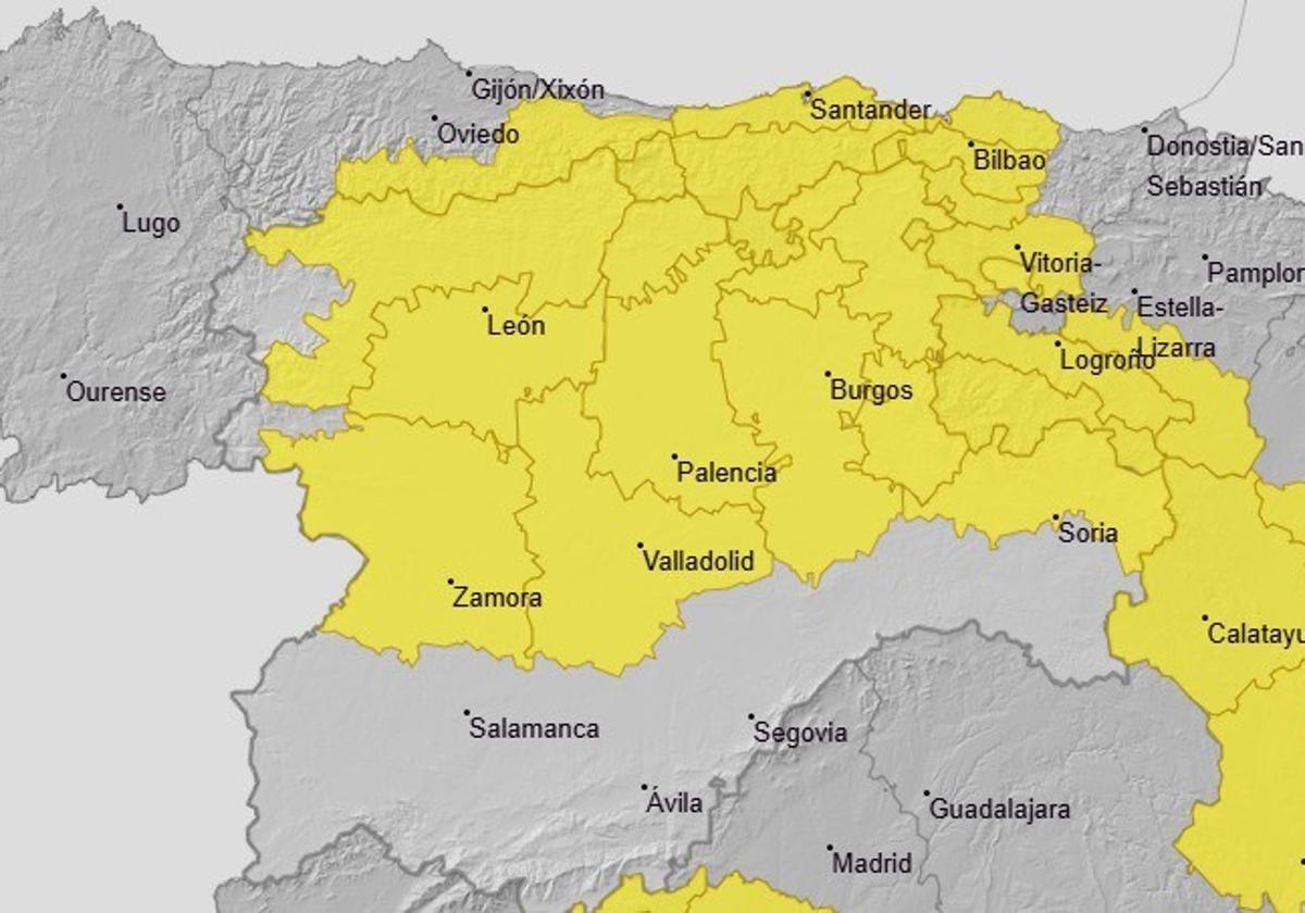Giro radical: aviso amarillo por tormentas este viernes en siete provincias de Castilla y León