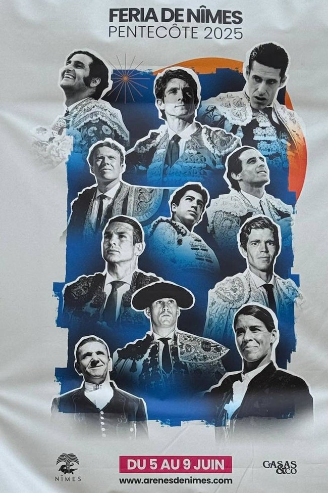 Los protagonistas estelares de la feria de Pentecostés de Nimes, con la imagen del salmantino en el centro.