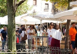 Salmantinos y turistas alternan en la Feria de Día.