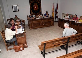 Imagen de uno de los plenos del Ayuntamiento de Vitigudino con la alcaldesa, Luisa de Paz, al frente.