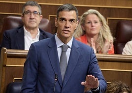 El presidente del Gobierno, Pedro Sánchez, interviene durante una sesión de control al Gobierno.