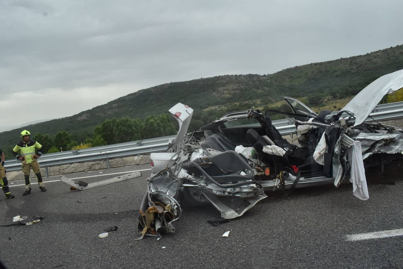 Las imágenes del accidente que ha costado la vida a un joven de Béjar en la A-66