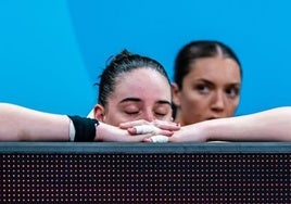 Iyana Martín, con los ojos cerrados durante un partido del pasado Eurobasket con España.