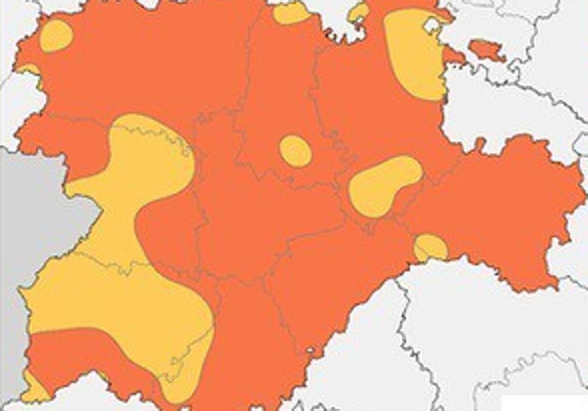 Mapa elaborado por la AEMET sobre el balance de la termperatura registrada en junio en Castilla y León.