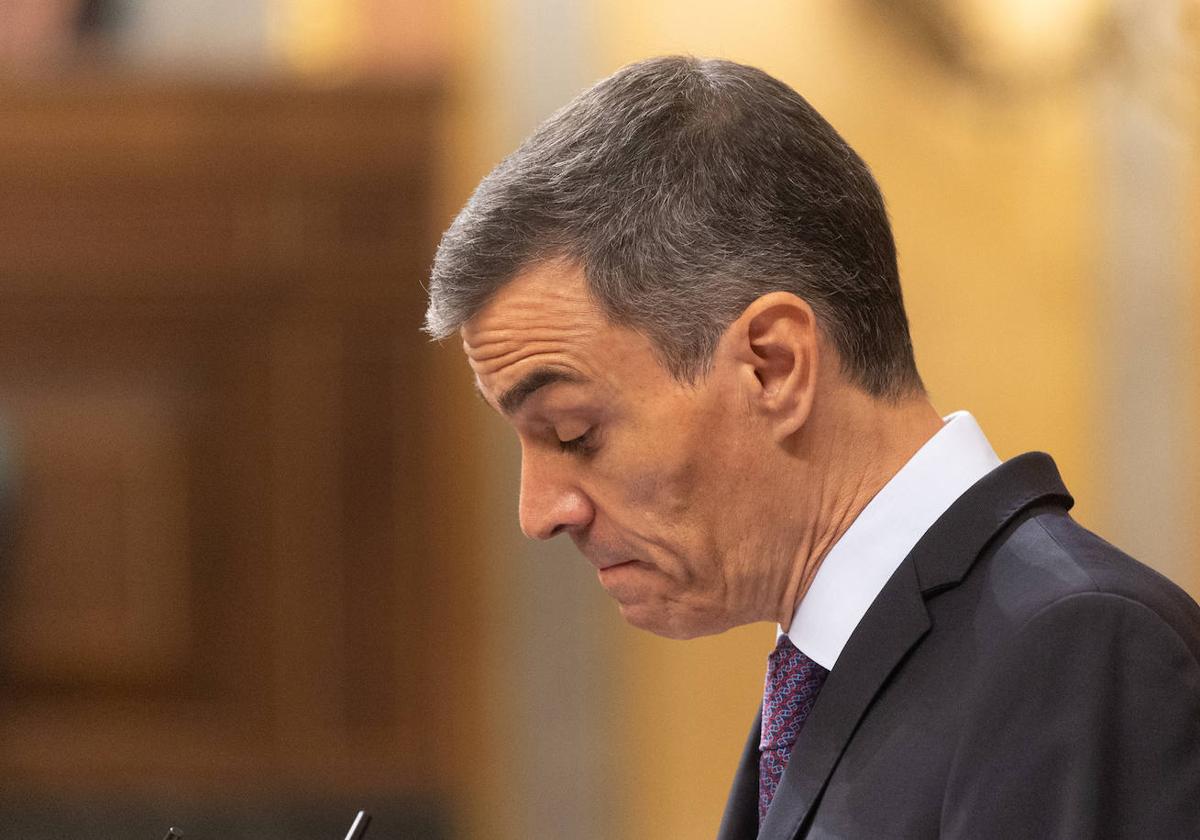 El presidente del Gobierno, Pedro Sánchez, durante su comparecencia.