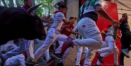Un momento del encierro celebrado este viernes.