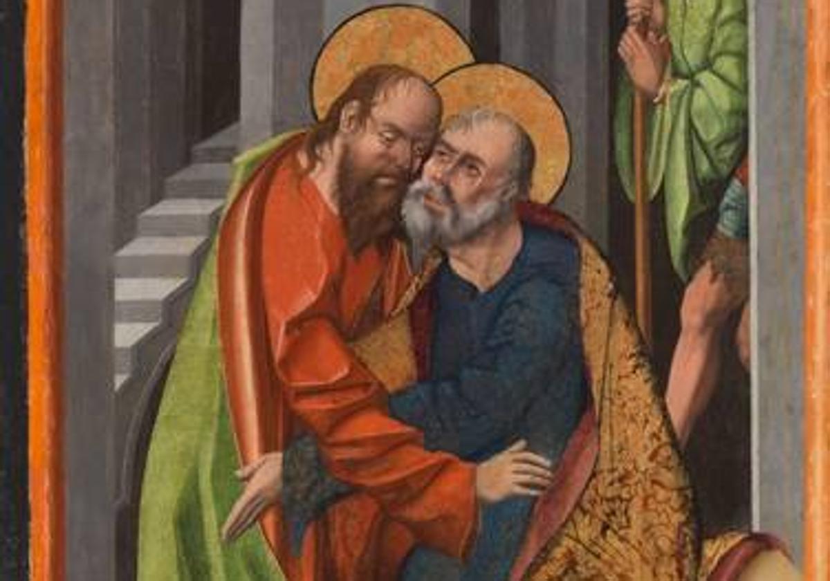 Visita de San Pedro a San Pablo en prisión, procedente del antiguo retablo de la iglesia de Cantalpino.