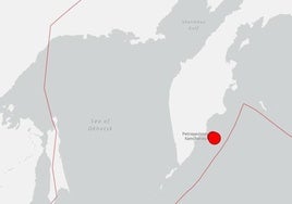 Mapa con el punto, en rojo, en el que se ha registrado el seísmo.