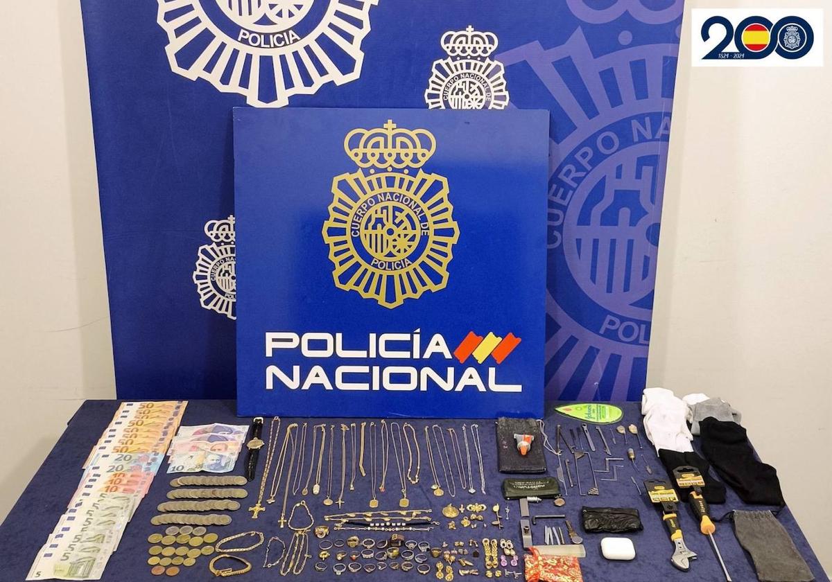 Imagen de parte del botín robado en las viviendas.