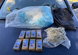 Parte de la droga intervenida por los agentes.