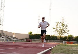 Álvaro de Arriba, en un entrenamiento en Las Pistas.