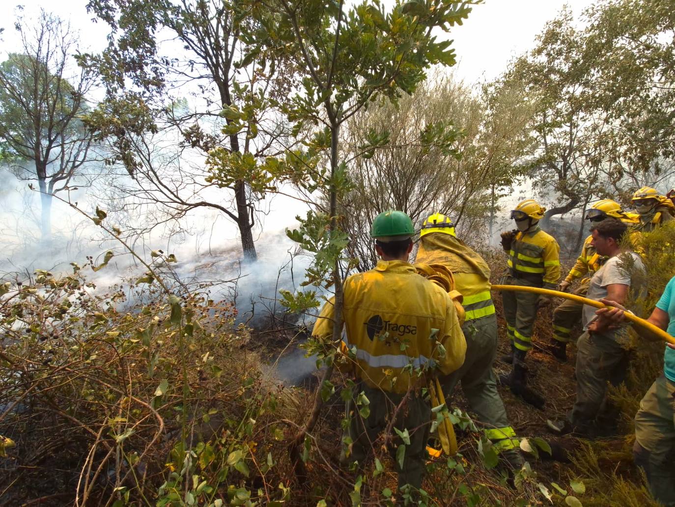 Así están siendo las labores de extinción del terrible incendio de La Alberca