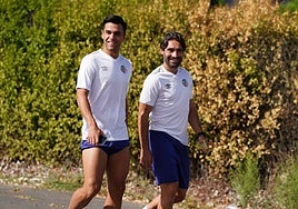 Dani Hernández y Mancebo llegan a la sesión de entrenamiento de este lunes en el Tori.